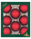 Christmas By Krebs Made in The USA Designer Seamless Glass Christmas Ball Ornaments, 2 5/8" (67mm), 8 Pieces (Velvet Red)