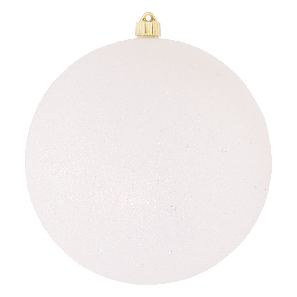 Christmas By Krebs 12" (300mm) Snowball White Glitter [1 Piece] Solid Commercial Grade Indoor and Outdoor Shatterproof Plastic, Water Resistant Ball Ornament Decorations
