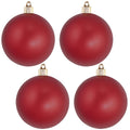 Christmas By Krebs 4" (100mm) Velvet Red Alert [4 Pieces] Solid Commercial Grade Indoor and Outdoor Shatterproof Plastic, UV and Water Resistant Ball Ornament Decorations
