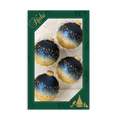 Glass Christmas Tree Ornaments - 67mm/2.63" [4 Pieces] Decorated Balls from Christmas by Krebs Seamless Hanging Holiday Decor (Midnight Haze Blue and Chiffon Gold With Stars)