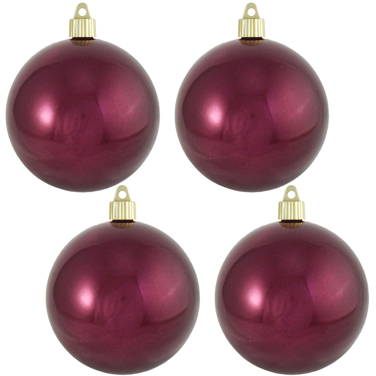 Christmas By Krebs 4" (100mm) Shiny Merlot Red [4 Pieces] Solid Commercial Grade Indoor and Outdoor Shatterproof Plastic, UV and Water Resistant Ball Ornament Decorations