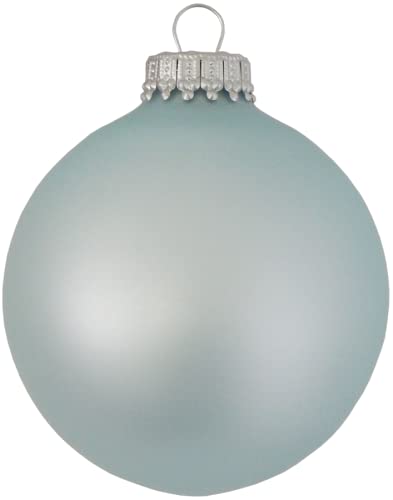Christmas By Krebs 2 5/8" (67mm) Seamless Glass Ornament [8 Pieces], Decorated Designer Heirloom (Velvet Misty Aqua Blue)