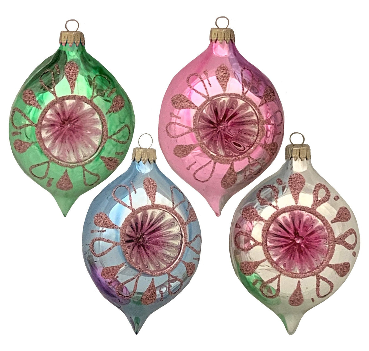 Glass Christmas Tree Ornaments - 67mm/2.63" [4 Pieces] Decorated Balls from Christmas by Krebs Seamless Hanging Holiday Decor