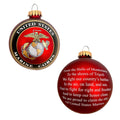 Christmas Tree Ornaments Made in the USA - 80mm / 3.25" Decorated Collectible Glass Balls from Christmas by Krebs - Handmade Hanging Holiday Decoration for Trees (USM Logo and Hymn)