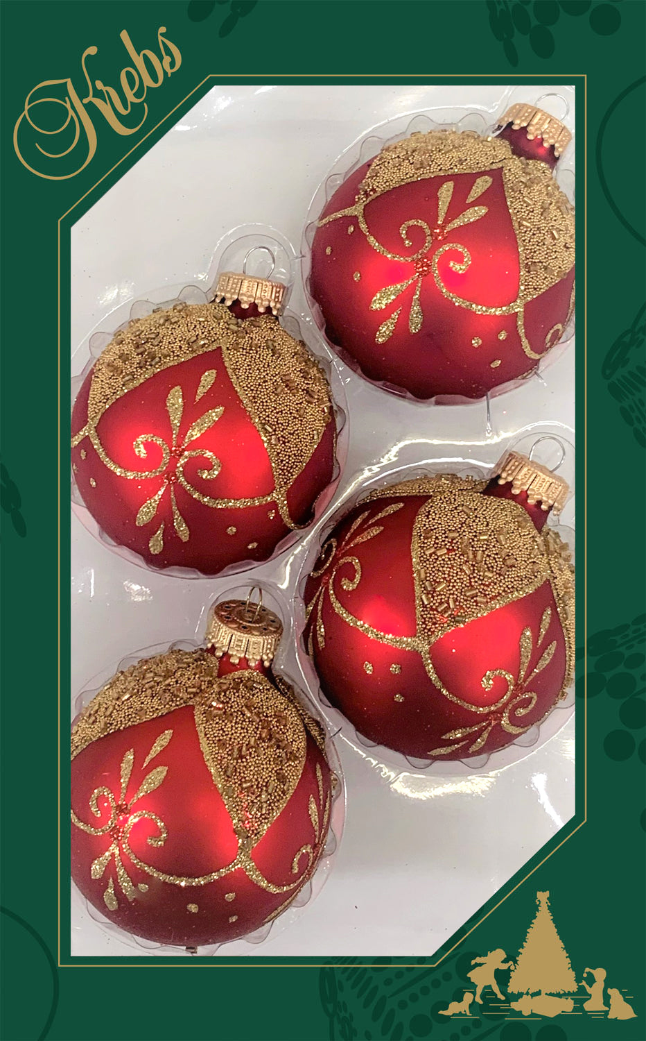 2 5/8" (67mm) Designer Decorated Boxed Glass Christmas Ornaments