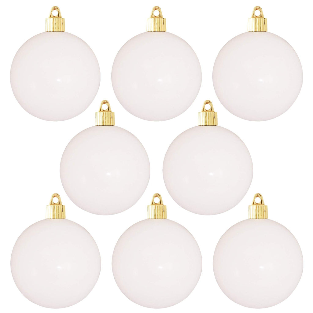 Christmas By Krebs 3 1/4" (80mm) Shiny Pure White [8 Pieces] Solid Commercial Grade Indoor and Outdoor Shatterproof Plastic, UV and Water Resistant Ball Ornament Decorations