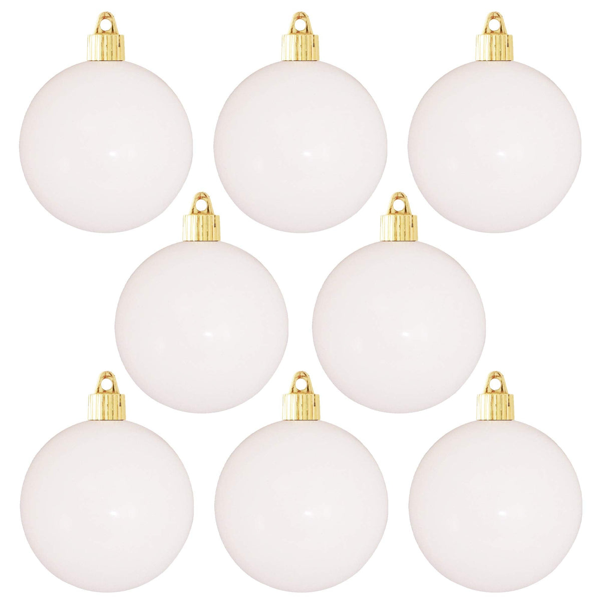 Christmas By Krebs 3 1/4" (80mm) Shiny Pure White [8 Pieces] Solid Commercial Grade Indoor and Outdoor Shatterproof Plastic, UV and Water Resistant Ball Ornament Decorations