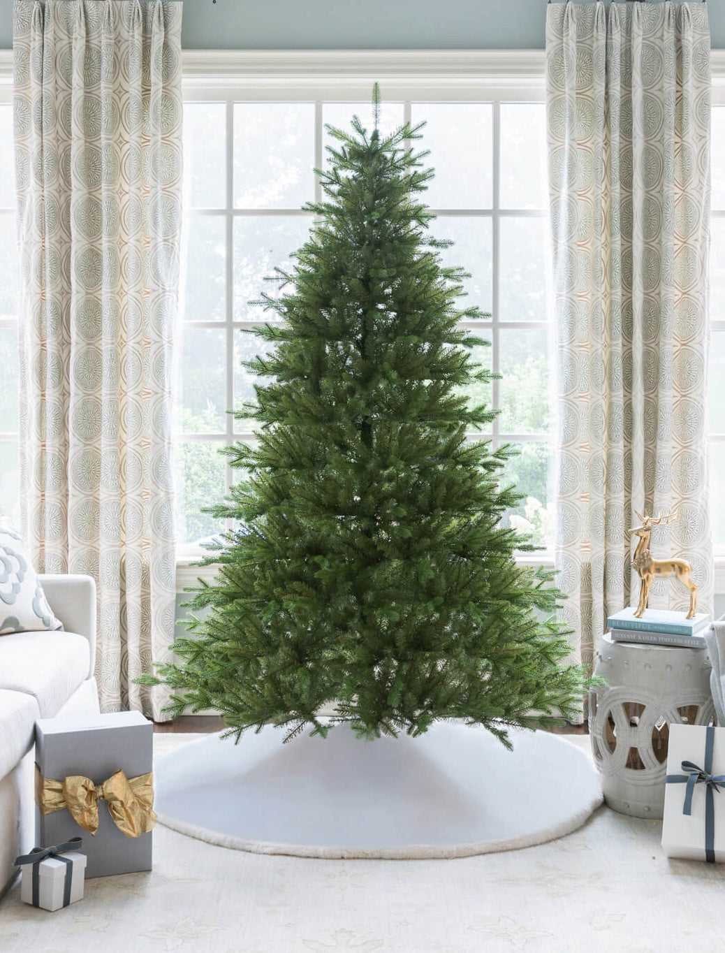 9' Alpine Fir Artificial Christmas Tree 1100 Warm White LED Lights