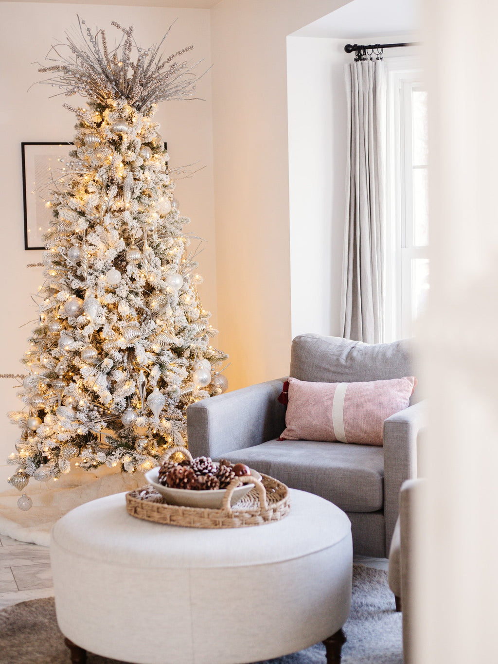 6.5' King Flock® Artificial Christmas Tree Unlit