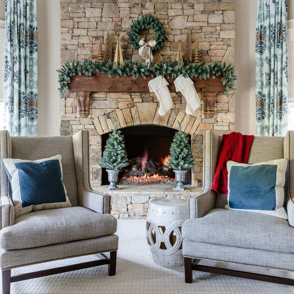 Tribeca Blue Spruce Collection 4-Piece Set with Warm White LED Lights (Battery Operated)