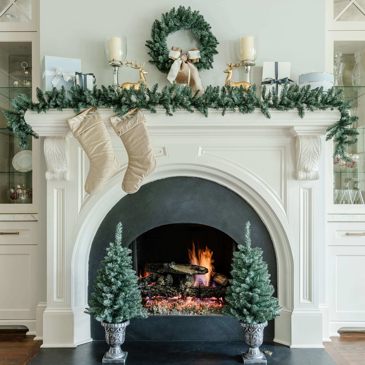 Tribeca Blue Spruce Collection 4-Piece Set with Warm White LED Lights (Battery Operated)