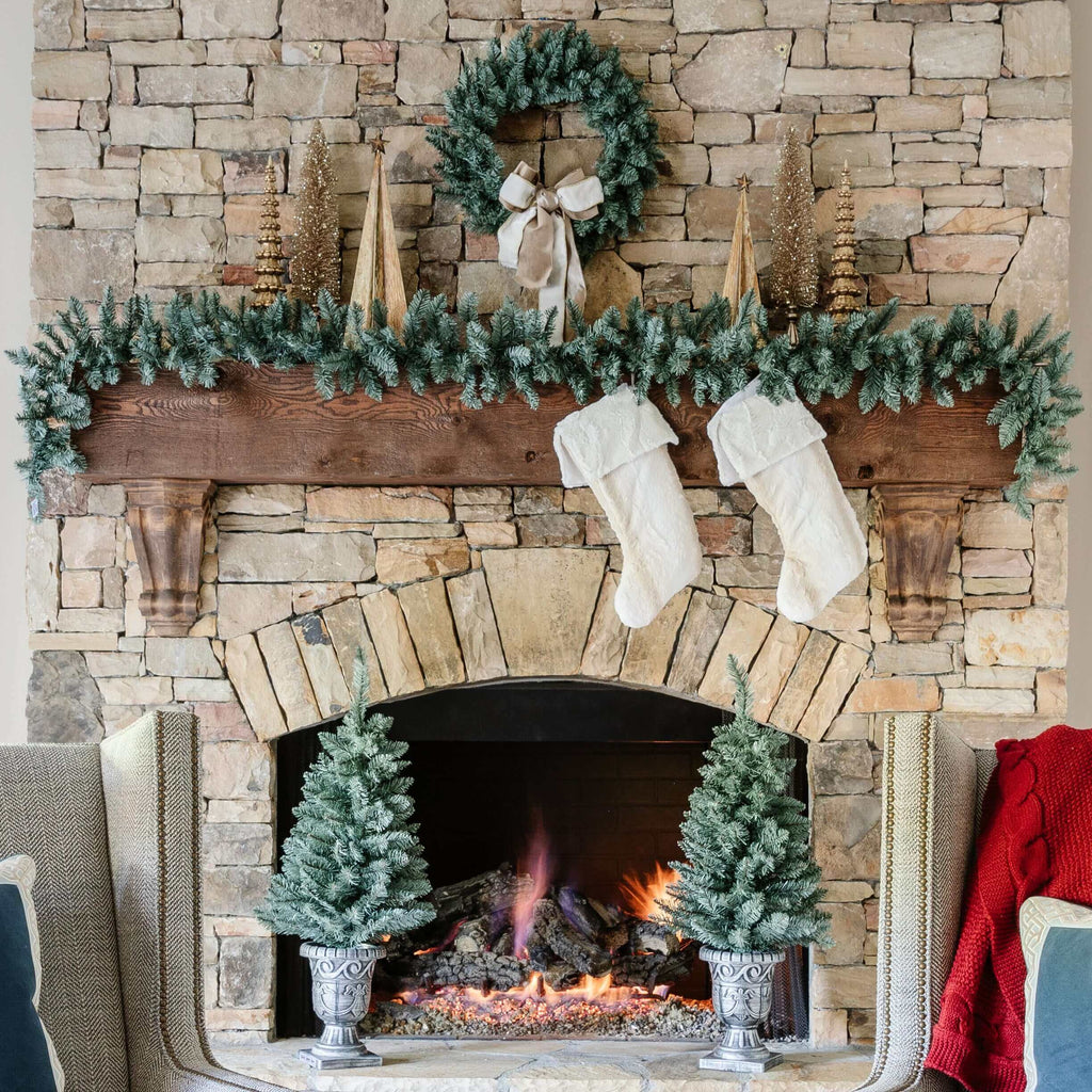 Tribeca Blue Spruce Collection 4-Piece Set with Warm White LED Lights (Battery Operated)