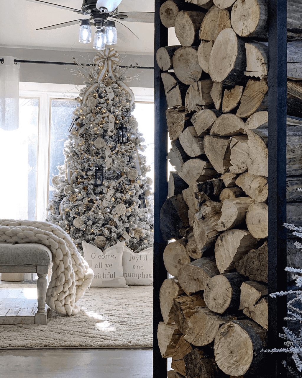 7.5' King Flock® Artificial Christmas Tree Unlit