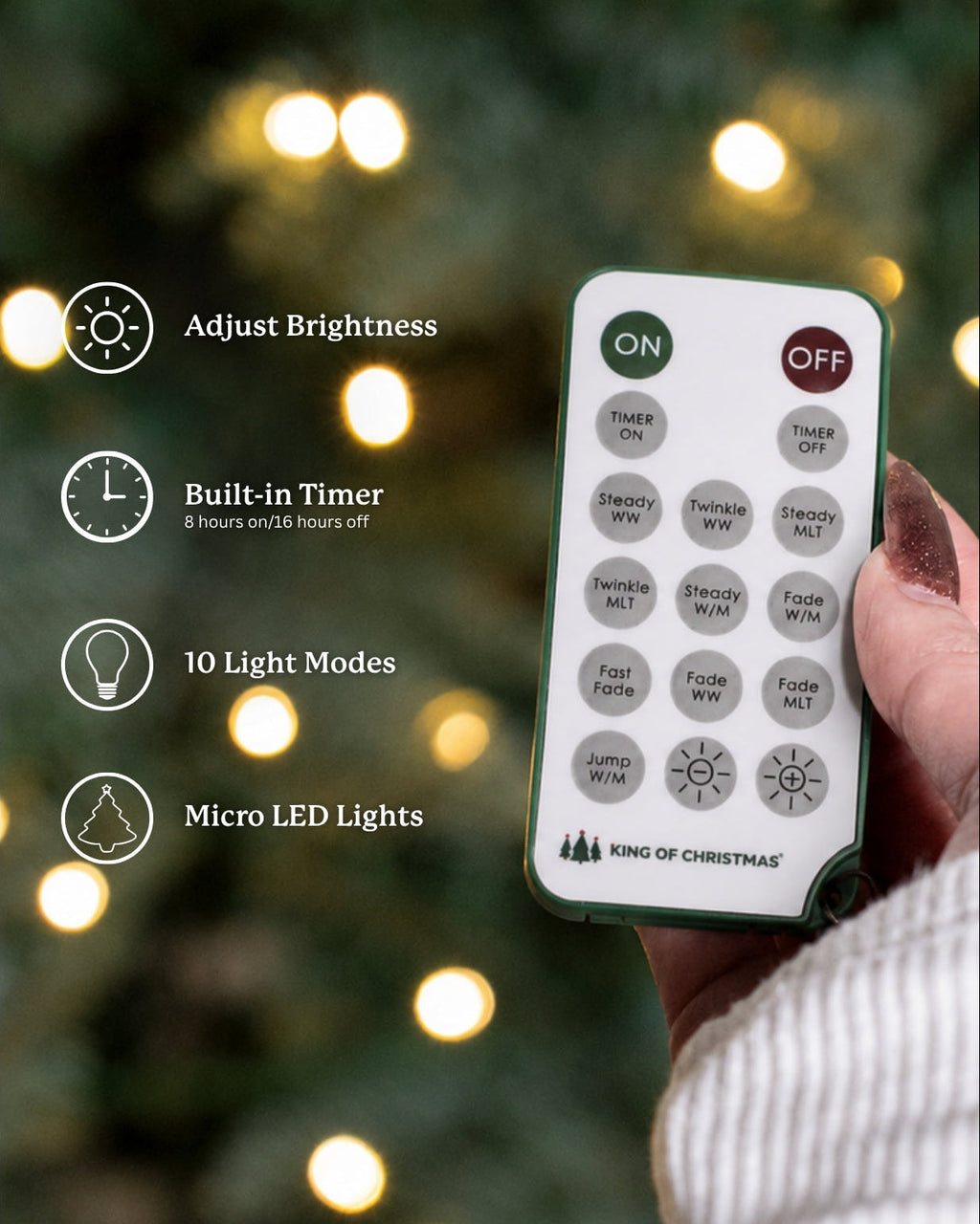 7' King Noble Fir™ Artificial Christmas Tree with 2000 Lux LED Lights