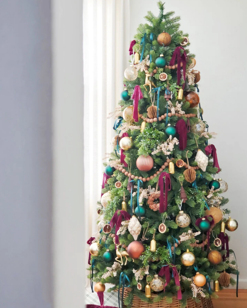 6.5' Royal Fir Slim Artificial Christmas Tree with 500 Warm White & Multi-Color LED Lights