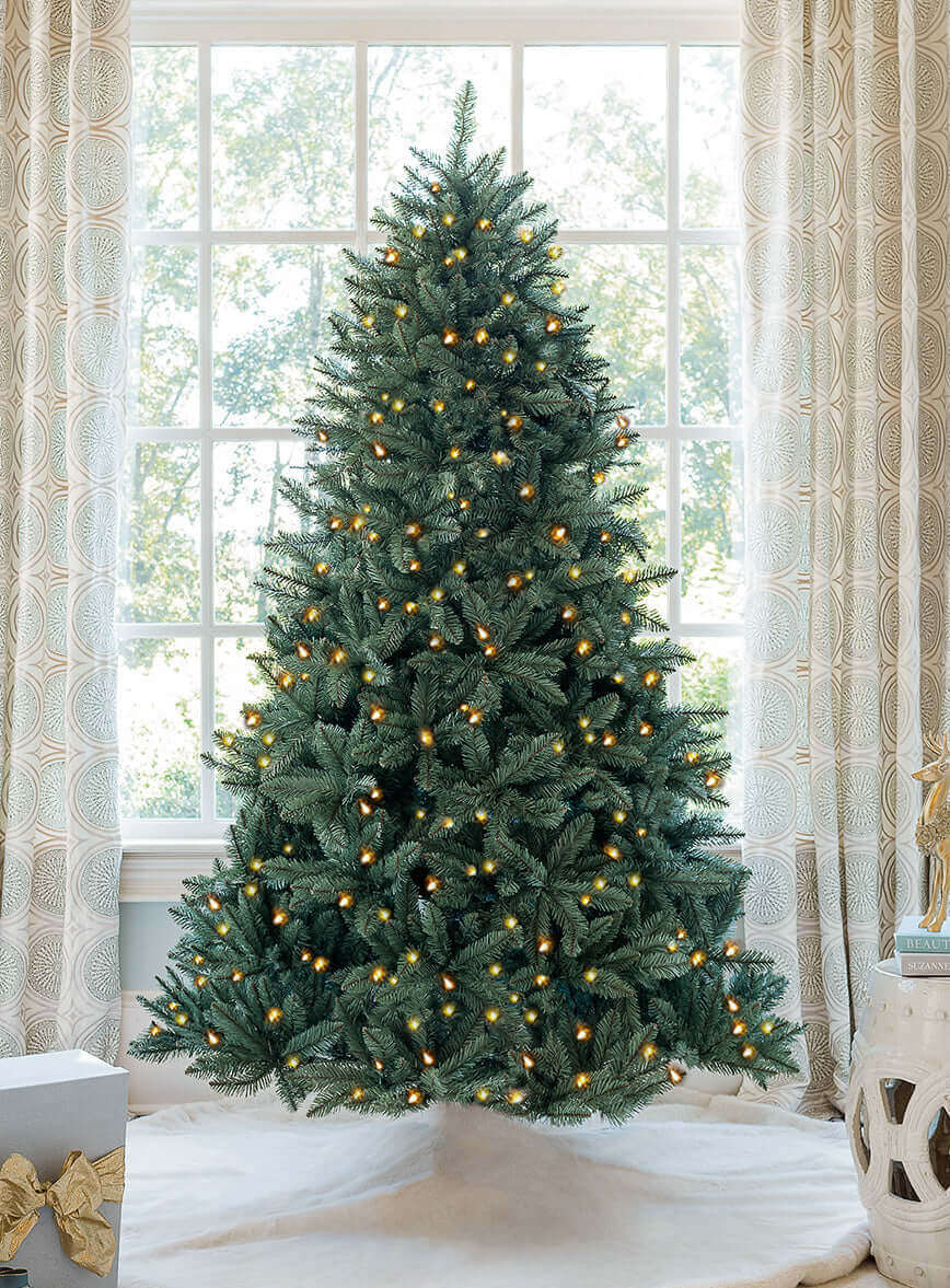 7' Tribeca Blue Spruce Artificial Christmas Tree with 550 Warm White LED Lights