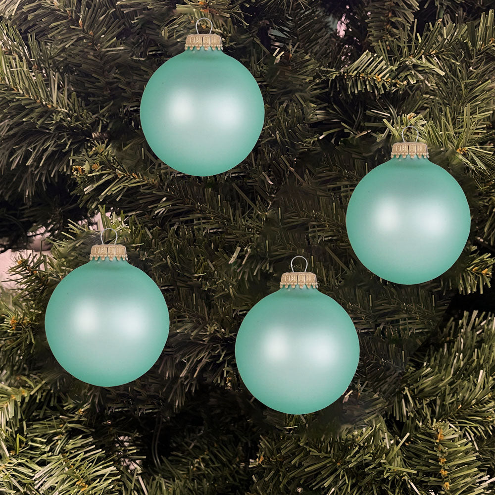 Christmas Tree Ornaments - 67mm / 2.625" Designer Glass Balls from Christmas by Krebs - Handmade Seamless Hanging Holiday Decorations for Trees - Set of 8