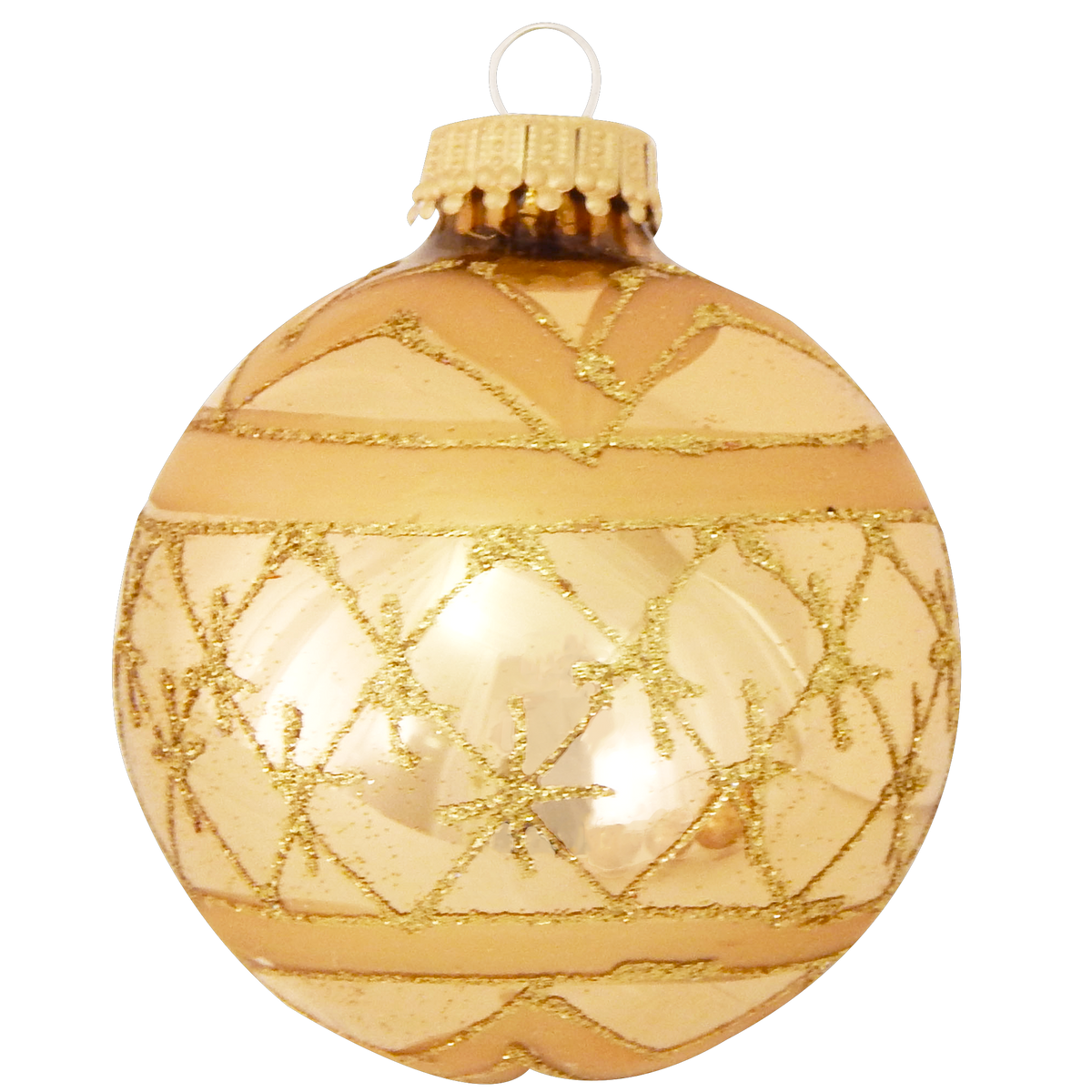 Glass Christmas Tree Ornaments - 67mm/2.63" [4 Pieces] Decorated Balls from Christmas by Krebs Seamless Hanging Holiday Decor