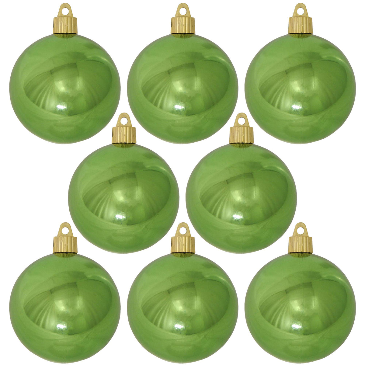 Christmas By Krebs 3 1/4" (80mm) Shiny Limeade Green [8 Pieces] Solid Commercial Grade Indoor and Outdoor Shatterproof Plastic, UV and Water Resistant Ball Ornament Decorations