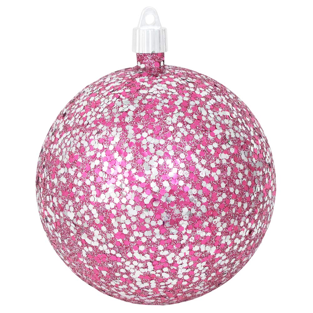 Christmas By Krebs Ornament, Commercial Grade Indoor and Outdoor Shatterproof Plastic, Water Resistant Ball Ornament Decorations (Cabernet Pink & Silver Multicolor Glitz, 4 3/4 inch (120mm))