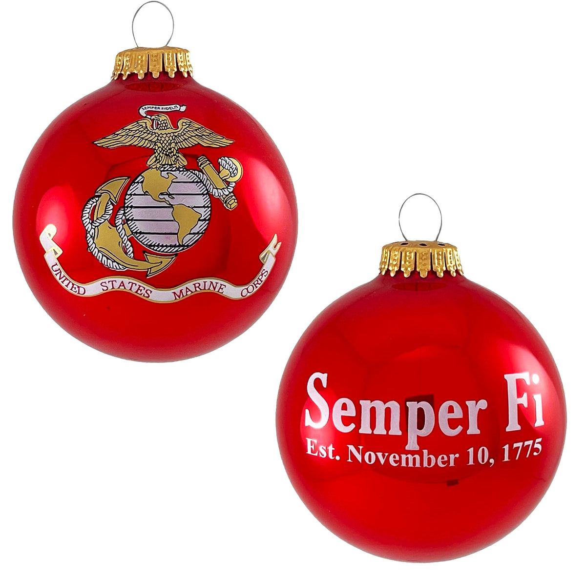 Christmas Tree Ornaments Made in the USA - 80mm / 3.25" Decorated Collectible Glass Balls from Christmas by Krebs - Handmade Hanging Holiday Decoration for Trees (USM with Established Date)