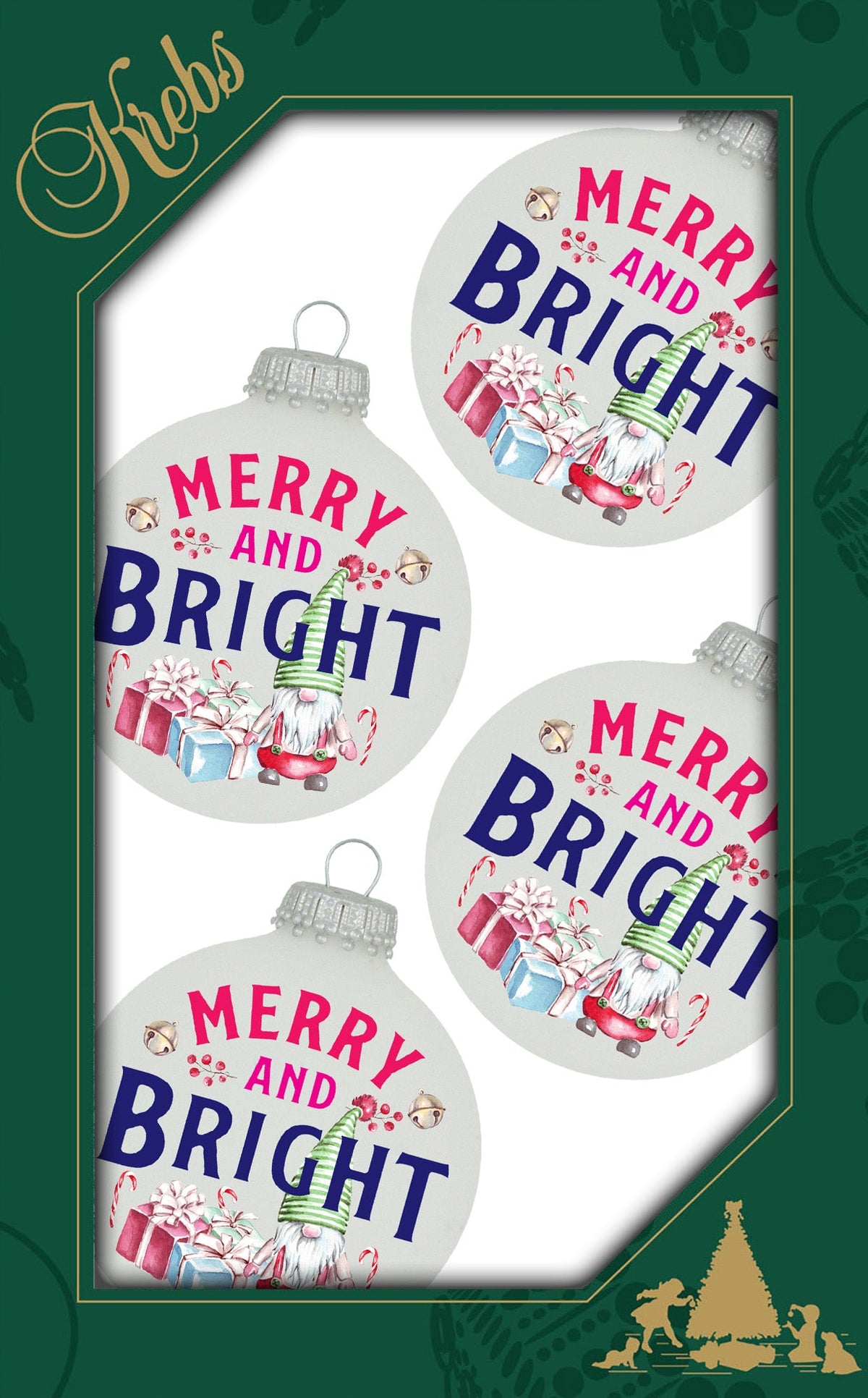 Frost 2 5/8" Ball with Merry and Bright (4)