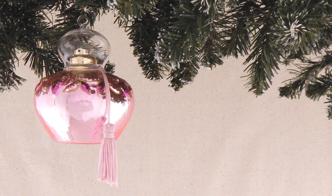 Christmas By Krebs Blown Glass  Collectible Tree Ornaments  (4 1/4" Perfume Bottle)