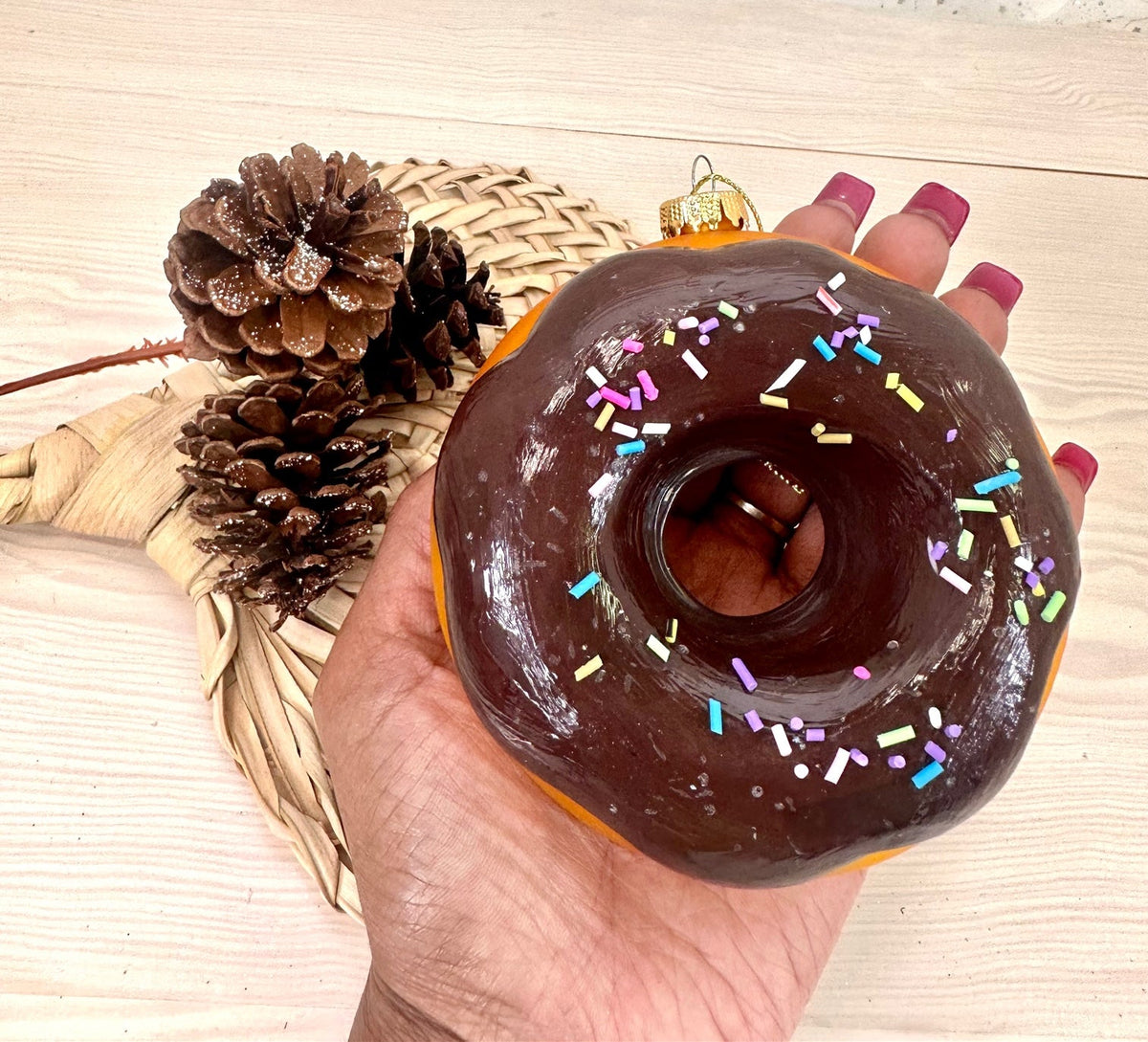 Christmas By Krebs Blown Glass  Collectible Tree Ornaments  (Chocolate Donut)