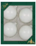 Glass Christmas Tree Ornaments - 80mm / 3.25" [4 Pieces] Designer Balls from Christmas By Krebs Seamless Hanging Holiday Decor (Porcelain White)