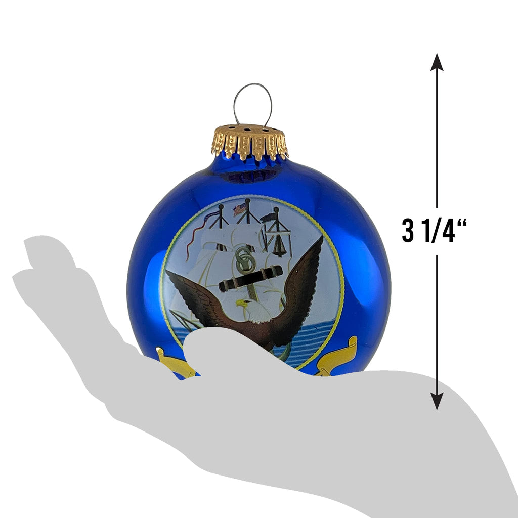 Christmas Tree Ornaments Made in the USA - 80mm / 3.25" Decorated Collectible Glass Balls from Christmas by Krebs - Handmade Hanging Holiday Decorations for Trees