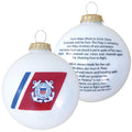 Christmas Tree Ornaments Made in the USA - 80mm / 3.25" Decorated Collectible Glass Balls from Christmas by Krebs - Handmade Hanging Holiday Decoration for Trees (USCG Logo and Hymn)