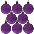 Christmas By Krebs 3 1/4" (80mm) Purple Glitter-TBD [8 Pieces] Solid Commercial Grade Indoor and Outdoor Shatterproof Plastic, Water Resistant Ball Ornament Decorations