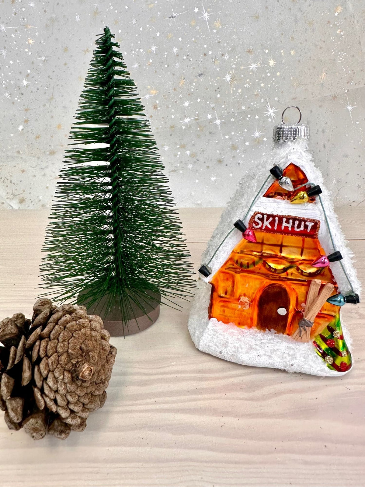 Christmas By Krebs Blown Glass  Collectible Tree Ornaments  (4" Ski Hut)