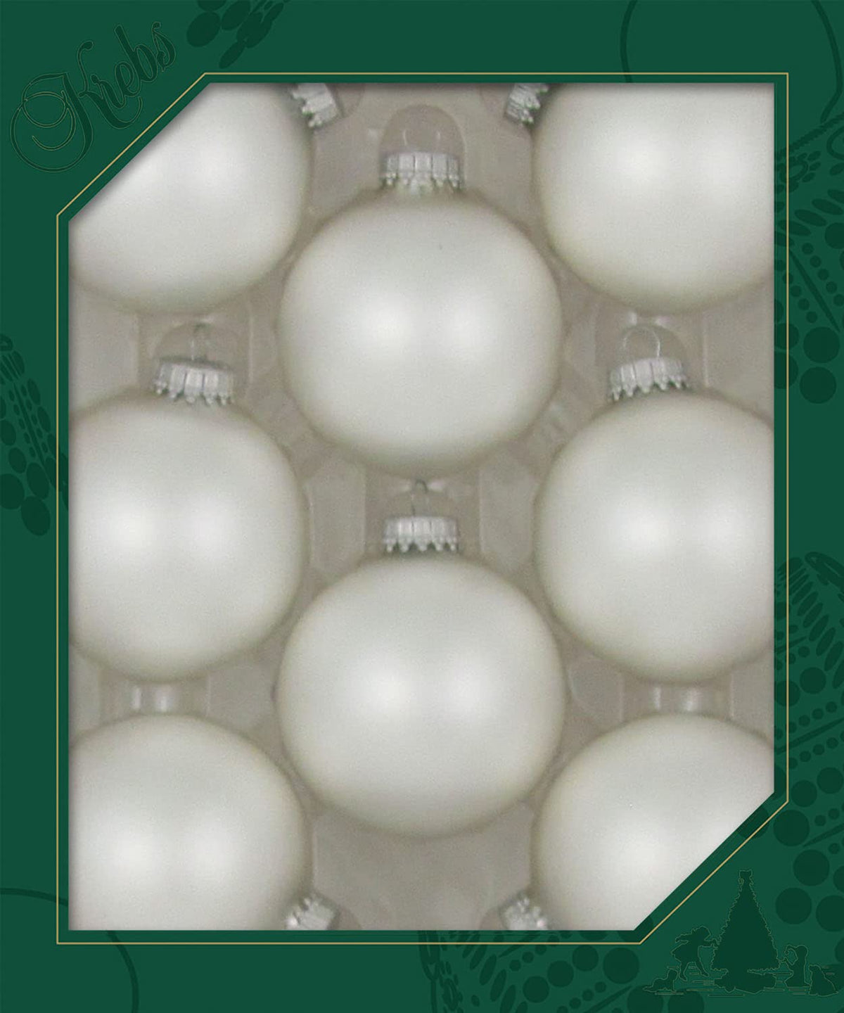 Christmas By Krebs Made in The USA Designer Seamless Glass Christmas Ball Ornaments, 2 5/8" (67mm), 8 Pieces (Velvet Silver Pearl)
