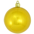 Christmas By Krebs 4" (100mm) Shiny Sunshine Yellow [4 Pieces] Solid Commercial Grade Indoor and Outdoor Shatterproof Plastic, UV and Water Resistant Ball Ornament Decorations