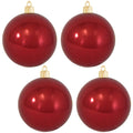 Christmas By Krebs 4" (100mm) Shiny Sonic Red [4 Pieces] Solid Commercial Grade Indoor and Outdoor Shatterproof Plastic, UV and Water Resistant Ball Ornament Decorations