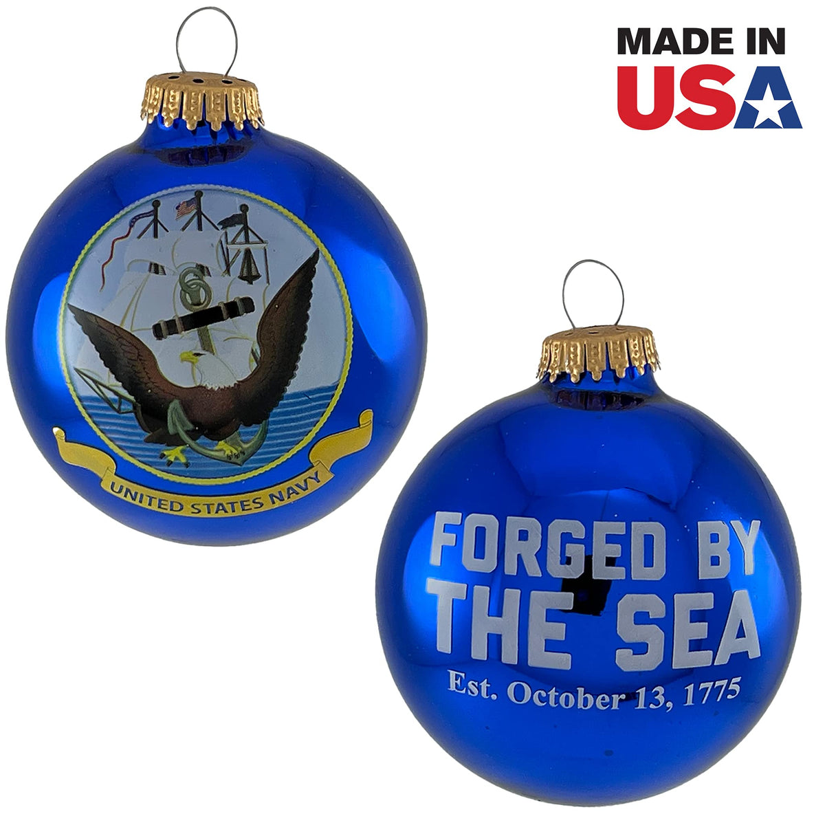 Christmas Tree Ornaments Made in the USA - 80mm / 3.25" Decorated Collectible Glass Balls from Christmas by Krebs - Handmade Hanging Holiday Decorations for Trees