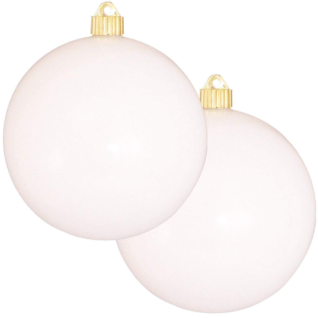 Christmas By Krebs 6" (150mm) Shiny Pure White [2 Pieces] Solid Commercial Grade Indoor and Outdoor Shatterproof Plastic, UV and Water Resistant Ball Ornament Decorations