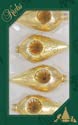 Glass Christmas Tree Ornaments - 67mm/2.625" [4 Pieces] Decorated Balls from Christmas by Krebs Seamless Hanging Holiday Decor (Shiny Aztec Gold Reflector 4" Drop Shape)