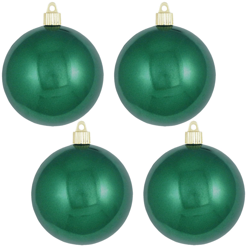 Christmas By Krebs 4" (100mm) Shiny Blarney Green [4 Pieces] Solid Commercial Grade Indoor and Outdoor Shatterproof Plastic, UV and Water Resistant Ball Ornament Decorations
