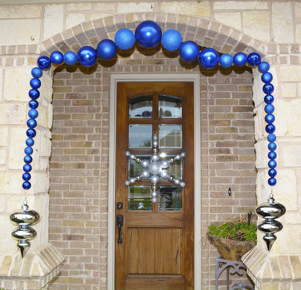 Christmas By Krebs 3 1/4" (80mm) Dark Blue Glitter [8 Pieces] Solid Commercial Grade Indoor and Outdoor Shatterproof Plastic, UV and Water Resistant Ball Ornament Decorations