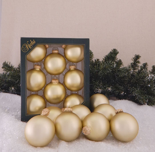 Christmas By Krebs 2 5/8" (67mm) Seamless Glass Ornament [8 Pieces], Decorated Designer Heirloom (Velvet Harvest Gold)