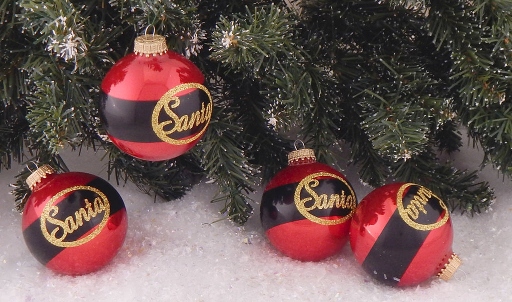 Glass Christmas Tree Ornaments - 67mm/2.63" [4 Pieces] Decorated Balls from Christmas by Krebs Seamless Hanging Holiday Decor