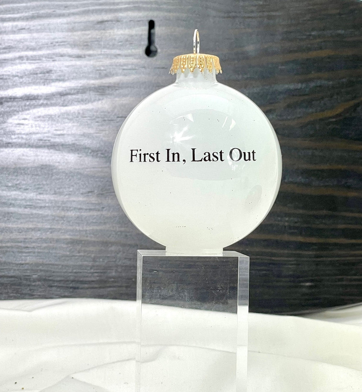 Christmas Tree Ornaments - 80mm / 3.25" Decorated Collectible Glass Balls from Christmas by Krebs - Handmade Hanging Holiday Decorations for Trees (Fire Department Logo)