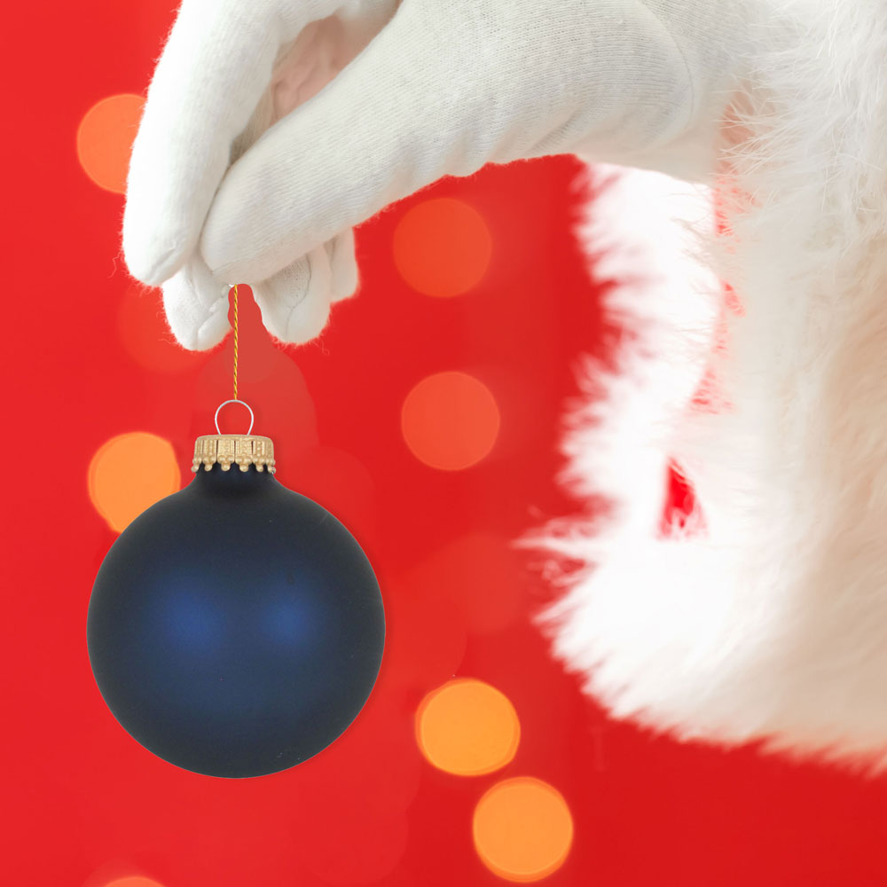 Christmas By Krebs Made in The USA Designer Seamless Glass Christmas Ball Ornaments, 2 5/8" (67mm), 8 Pieces (Velvet Midnight Haze Blue)