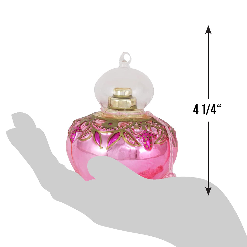 Christmas By Krebs Blown Glass  Collectible Tree Ornaments  (4 1/4" Perfume Bottle)