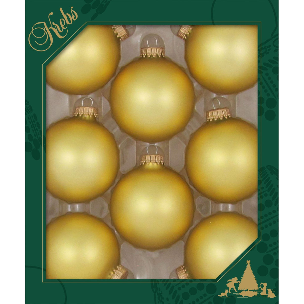 Christmas By Krebs Made in The USA Designer Seamless Glass Christmas Ball Ornaments, 2 5/8" (67mm), 8 Pieces (Velvet Gold)