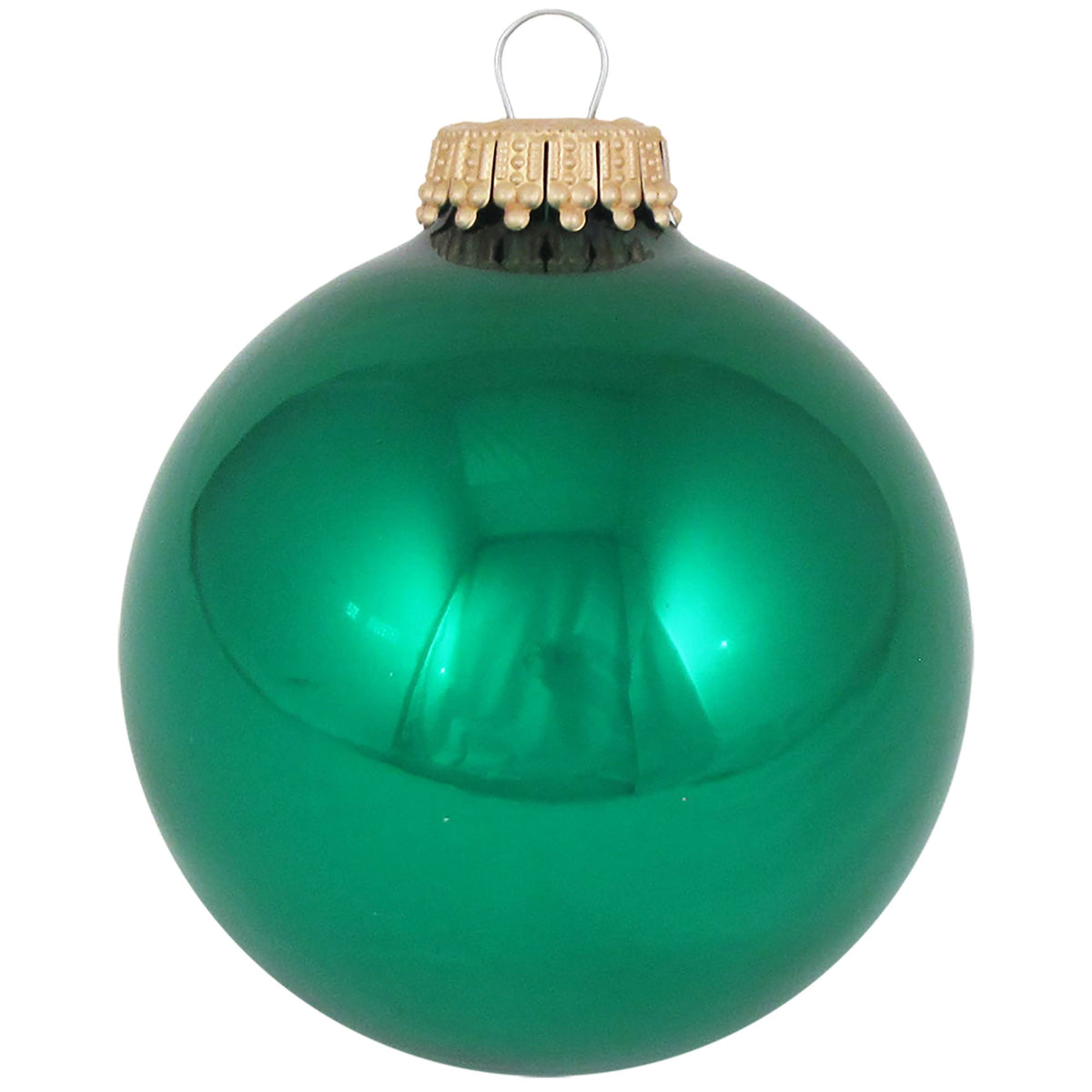 Christmas By Krebs Made in The USA Designer Seamless Glass Christmas Ball Ornaments, 2 5/8" (67mm), 8 Pieces (Shiny Emerald Green)