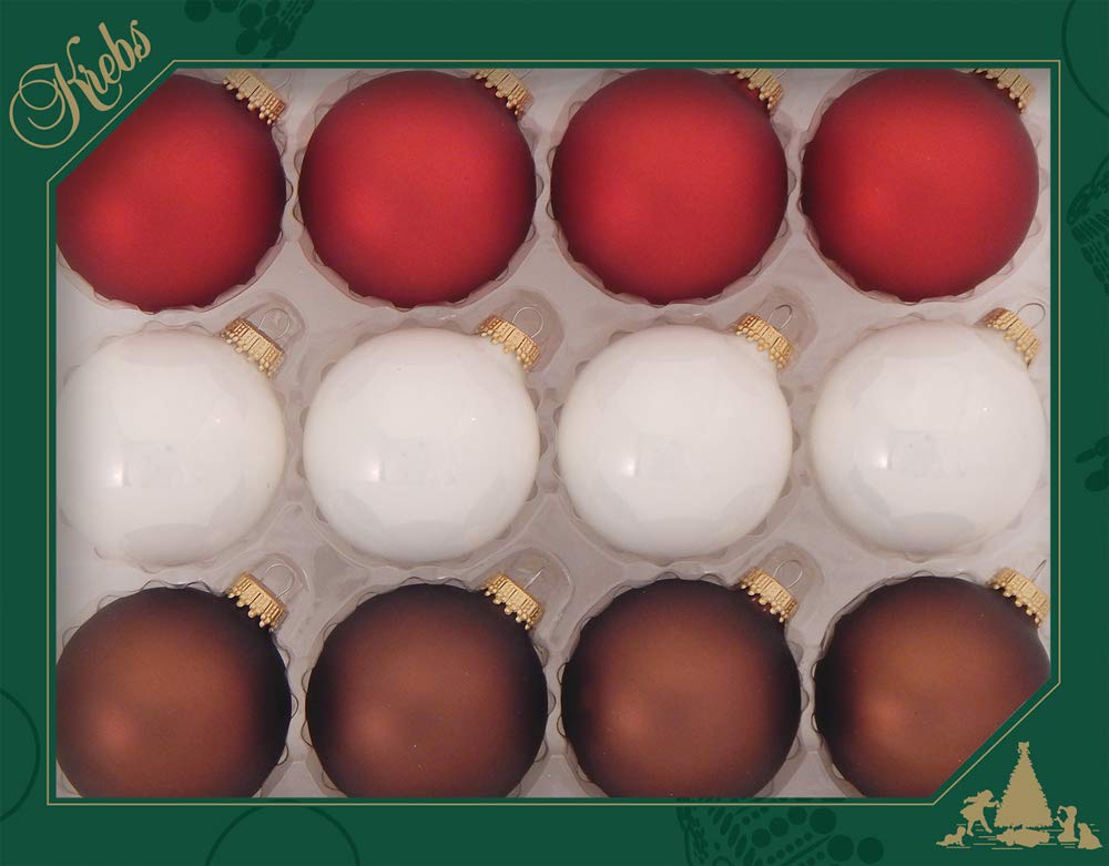Christmas By Krebs 2 5/8" (67mm) Seamless Glass Ornament [12 Pieces], Decorated Designer Heirloom