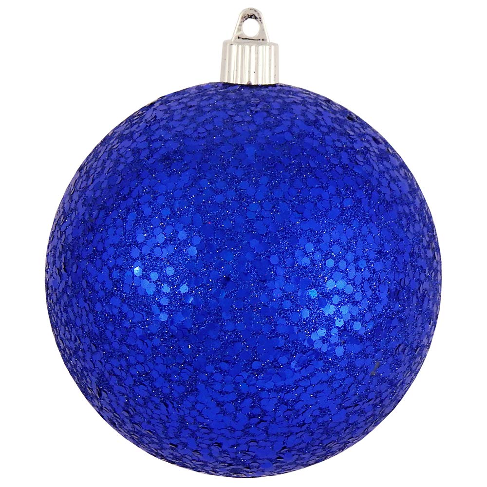 Christmas By Krebs Ornament, Commercial Grade Indoor and Outdoor Shatterproof Plastic, Water Resistant Ball Ornament Decorations (Blue Glitz, 4 3/4 inch (120mm))